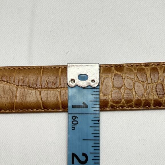LAUREN RALPH LAUREN Women’s Belt Italian Brown Leather Croc Embossed Size L